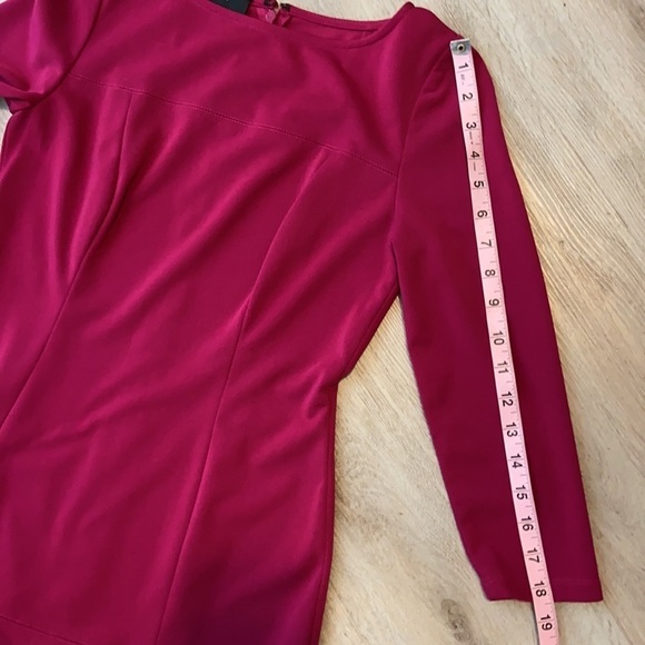 Nine West Fuchsia Crewneck Long Sleeve MIDI Dress Size 2 - Picture 5 of 11